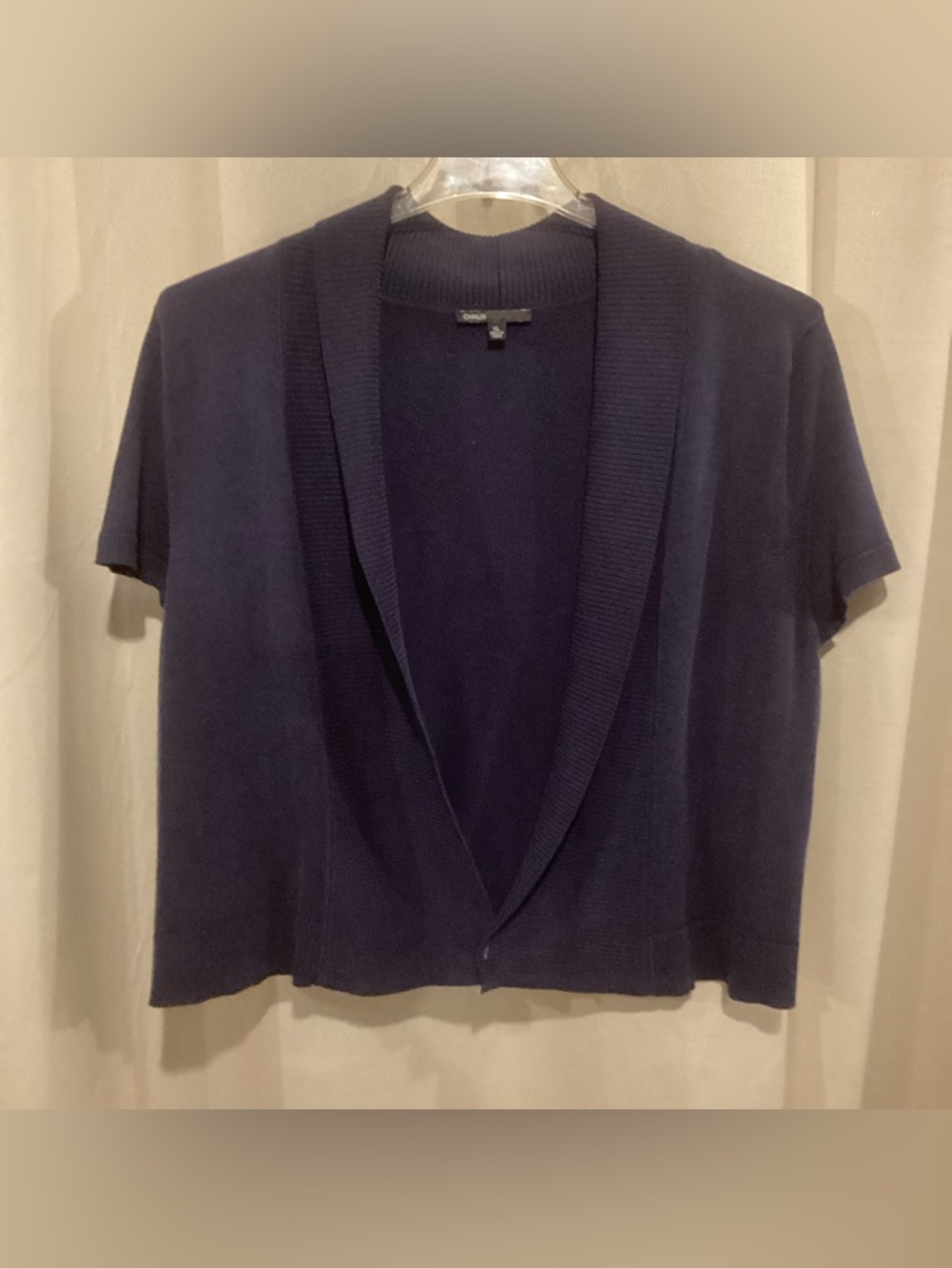 Chaus Navy Short Sleeve Knit ShrugTop